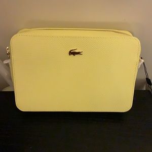 NWT Lacoste Pale Yellow Leather Crossover Bag